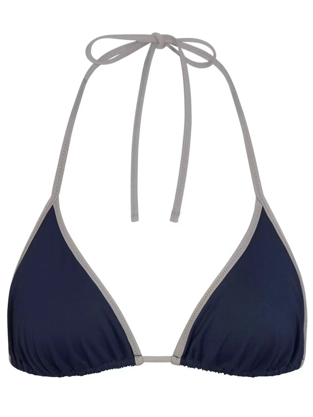 SKIMS Navy Triangle Bikini Top with Gray Trim